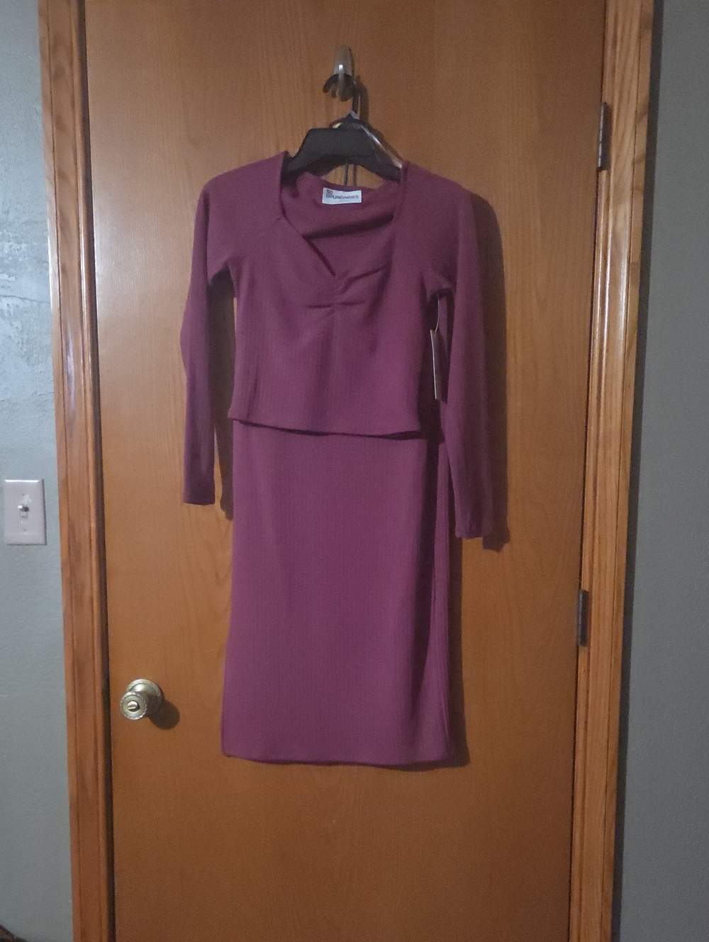 No Boundaries Plum Long Sleeve Ribbed Dress